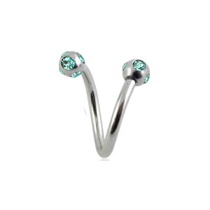 Helix- / Spiral-Piercing Chirurgenstahl 5 Türkisene Strasssteine