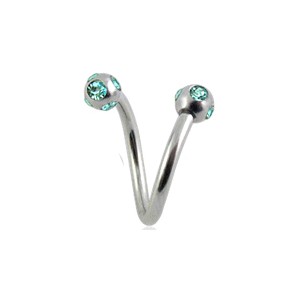 Piercing Spirale / Helix Acier Chirurgical 5 Strass Turquoises