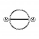 Two Balls Round 316L Steel Rounder Nipple Piercing Ring