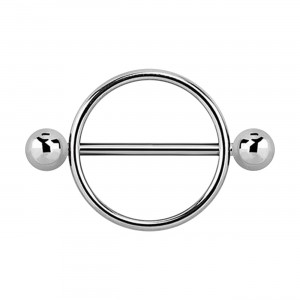 Two Balls Round 316L Steel Rounder Nipple Piercing Ring