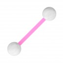 Transparent/White Checkered Bioflex Tongue Barbell Ring with Pink Bar