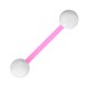Transparent/White Checkered Bioflex Tongue Barbell Ring with Pink Bar