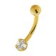 White 4 Claws Zirconia 14K Yellow Gold Belly Button Ring