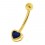 Navy Blue 4mm Heart Zirconia 14K Yellow Gold Belly Button Ring