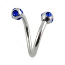 Helix- / Spiral-Piercing Chirurgenstahl 5 Dunkelblaue Strasssteine