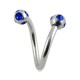 Twisted / Helix 316L Surgical Steel Barbell w/ 5 Dark Blue Strass