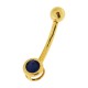 Navy Blue 4mm Round Zirconia 14K Yellow Gold Belly Button Ring