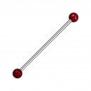 Red Synthetic Pearls 316L Steel Industrial Piercing Barbell