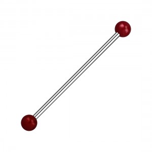 Red Synthetic Pearls 316L Steel Industrial Piercing Barbell