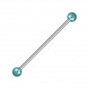 Blue Synthetic Pearls 316L Steel Industrial Piercing Barbell