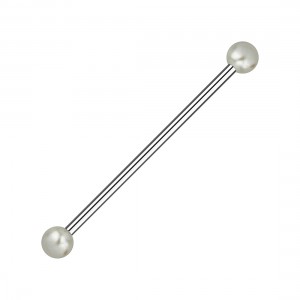 Industrial-Piercing Stahl 316L Synthetische Perlen Weiß