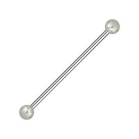 White Synthetic Pearls 316L Steel Industrial Piercing Barbell