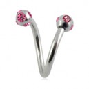 Helix- / Spiral-Piercing Chirurgenstahl 5 Rosanem Strasssteine