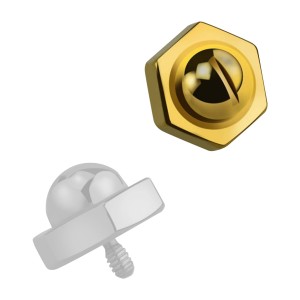 Gold Anodized Bolt Head Top for Microdermal Piercing