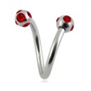 Helix- / Spiral-Piercing Chirurgenstahl 5 Rote Strasssteine