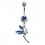 Blue Strass Wings Fairy Pendant 316L Steel Belly Button Ring