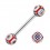 White/Red/Blue Mosaic 316L Steel Barbell Tongue Ring