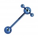 Blue Anodized Two Balls Mixed Tongue Bar Ring Barbell