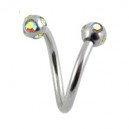 Helix- / Spiral-Piercing Chirurgenstahl 5 Mehrfarbige Strasssteine