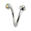 Piercing Spirale / Helix Acier Chirurgical 5 Strass Multicolores
