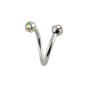Helix- / Spiral-Piercing Chirurgenstahl 5 Mehrfarbige Strasssteine