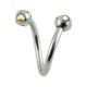 Twisted / Helix 316L Surgical Steel Barbell w/ 5 Rainbow Strass