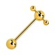 Gold Anodized Two Balls Mixed Tongue Bar Ring Barbell