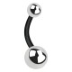 316L Steel Balls Black PTFE Bioflex Belly Button Ring Navel Bar
