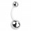 316L Steel Balls White PTFE Bioflex Belly Button Ring Navel Bar