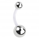 316L Steel Balls Transparent PTFE Bioflex Belly Button Ring Navel Bar