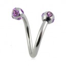 Helix- / Spiral-Piercing Chirurgenstahl 5 Lilane Strasssteine