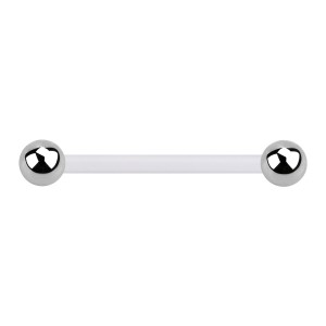 Nipple-Piercing Bioflex PTFE Weiß Kugeln Stahl 316L