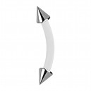 316L Steel Spikes White PTFE Bioflex Eyebrow Ring Curved Bar