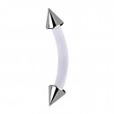 316L Steel Spikes Transparent PTFE Bioflex Eyebrow Ring Curved Bar