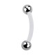 316L Steel Balls White PTFE Bioflex Eyebrow Ring Curved Bar