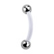 316L Steel Balls Transparent PTFE Bioflex Eyebrow Ring Curved Bar