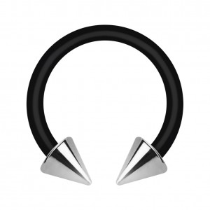 Hufeisen-Piercing Bioflex PTFE Schwarz Zwei Spitzen Stahl 316L