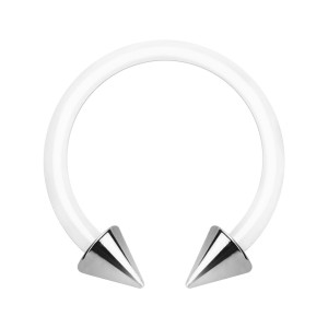 Hufeisen-Piercing Bioflex PTFE Weiß Zwei Spitzen Stahl 316L