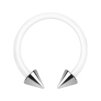White PTFE Bioflex Circular Barbell w/ Two 316L Steel Spikes