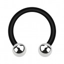 Hufeisen-Piercing Bioflex PTFE Schwarz Zwei Kugeln Stahl 316L