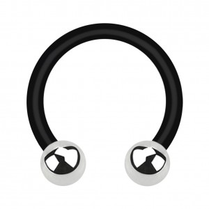 Hufeisen-Piercing Bioflex PTFE Schwarz Zwei Kugeln Stahl 316L