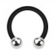 Hufeisen-Piercing Bioflex PTFE Schwarz Zwei Kugeln Stahl 316L