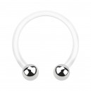 Hufeisen-Piercing Bioflex PTFE Weiß Zwei Kugeln Stahl 316L