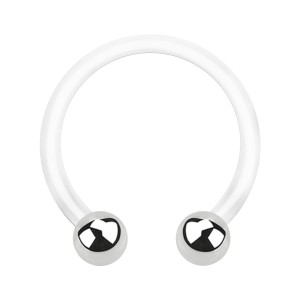 Hufeisen-Piercing Bioflex PTFE Weiß Zwei Kugeln Stahl 316L