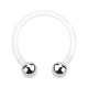 Hufeisen-Piercing Bioflex PTFE Weiß Zwei Kugeln Stahl 316L