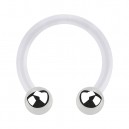 Hufeisen-Piercing Bioflex PTFE Transparent Zwei Kugeln Stahl 316L