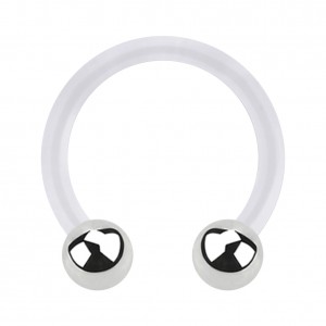 Hufeisen-Piercing Bioflex PTFE Transparent Zwei Kugeln Stahl 316L