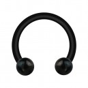 Hufeisen-Piercing Bioflex PTFE Schwarz Zwei Kugeln Acryl