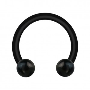 Hufeisen-Piercing Bioflex PTFE Schwarz Zwei Kugeln Acryl