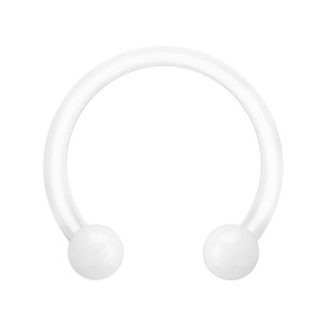 Hufeisen-Piercing Bioflex PTFE Weiß Zwei Kugeln Acryl
